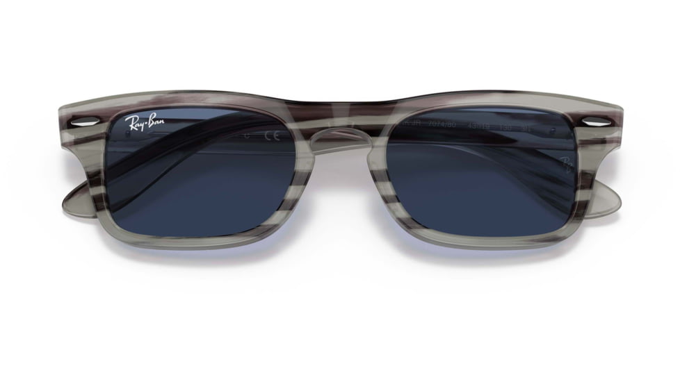 Ray-Ban Burbank JR RJ9083S Sunglasses, Dark Blue Lenses, Striped Gray, 43, RJ9083S-707480-43