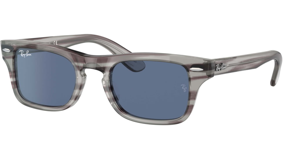 Ray-Ban Burbank JR RJ9083S Sunglasses, Dark Blue Lenses, Striped Gray, 43, RJ9083S-707480-43