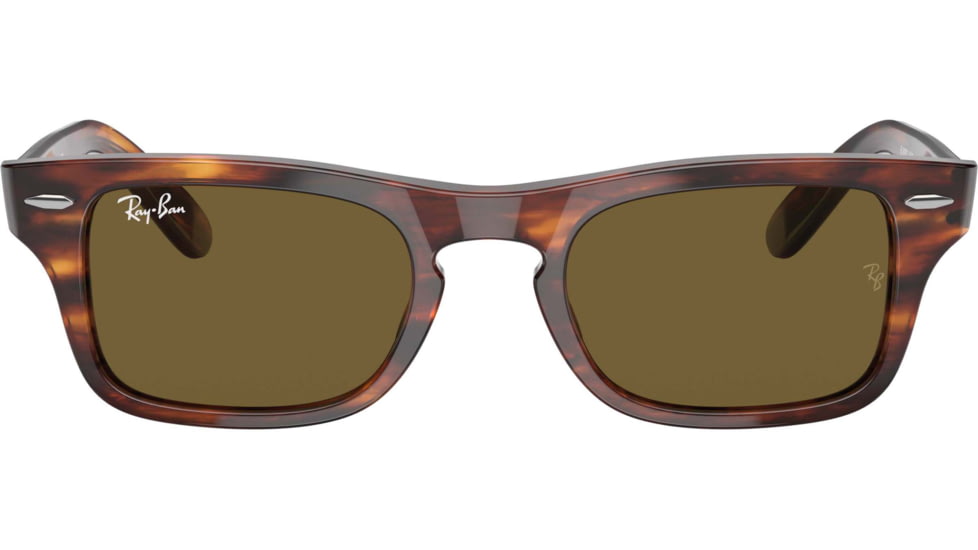 Ray-Ban Burbank JR RJ9083S Sunglasses, Dark Brown Lenses, Striped Havana, 43, RJ9083S-710373-43