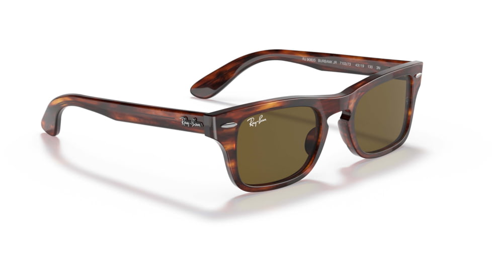 Ray-Ban Burbank JR RJ9083S Sunglasses, Dark Brown Lenses, Striped Havana, 43, RJ9083S-710373-43