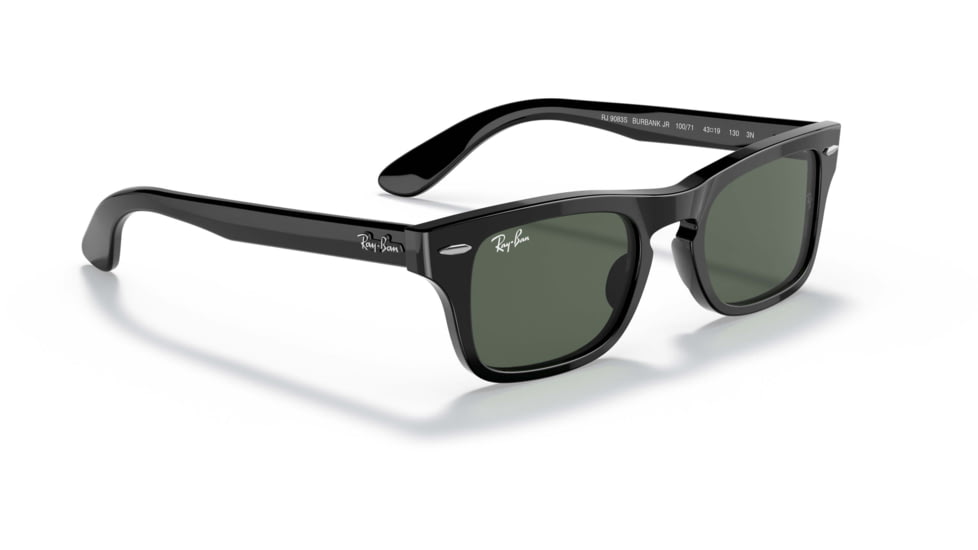 Ray-Ban Burbank JR RJ9083S Sunglasses, Dark Green Lenses, Black, 43, RJ9083S-100-71-43