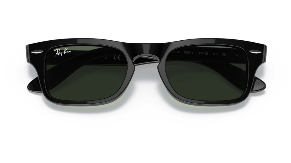 Ray-Ban Burbank JR RJ9083S Sunglasses, Dark Green Lenses, Black, 43, RJ9083S-100-71-43