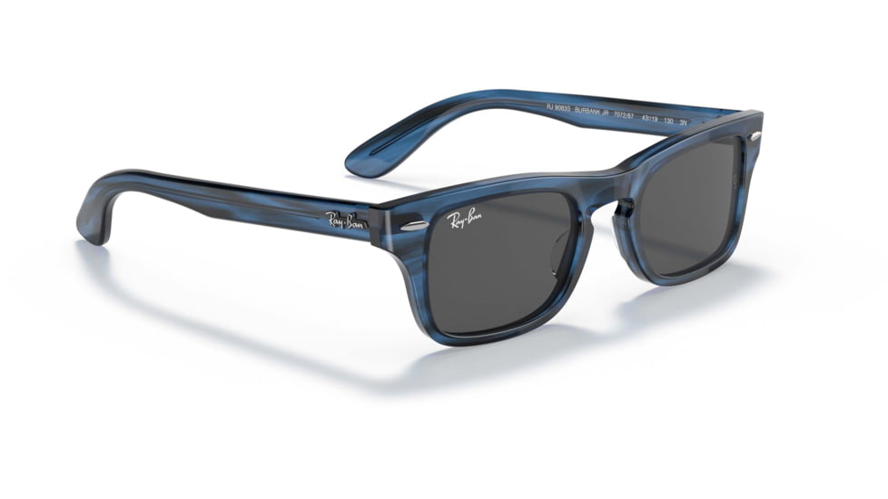 Ray-Ban Burbank JR RJ9083S Sunglasses, Dark Grey Lenses, Striped Blue, 43, RJ9083S-707287-43