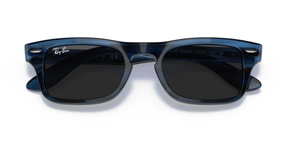 Ray-Ban Burbank JR RJ9083S Sunglasses, Dark Grey Lenses, Striped Blue, 43, RJ9083S-707287-43