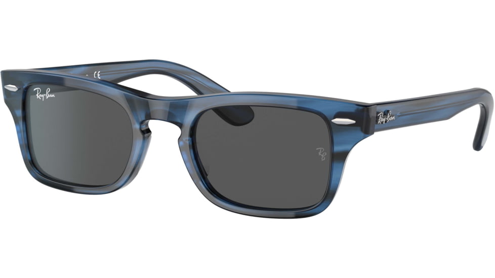 Ray-Ban Burbank JR RJ9083S Sunglasses, Dark Grey Lenses, Striped Blue, 43, RJ9083S-707287-43