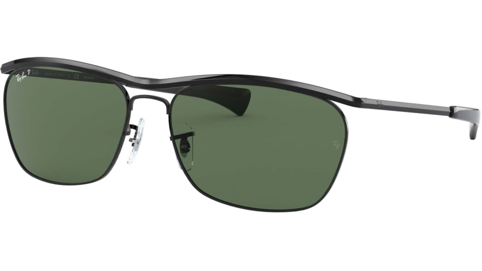 Ray-Ban Olympian II Deluxe RB3619 Sunglasses, Black, G-15 Green, 60, RB3619-002-58-60