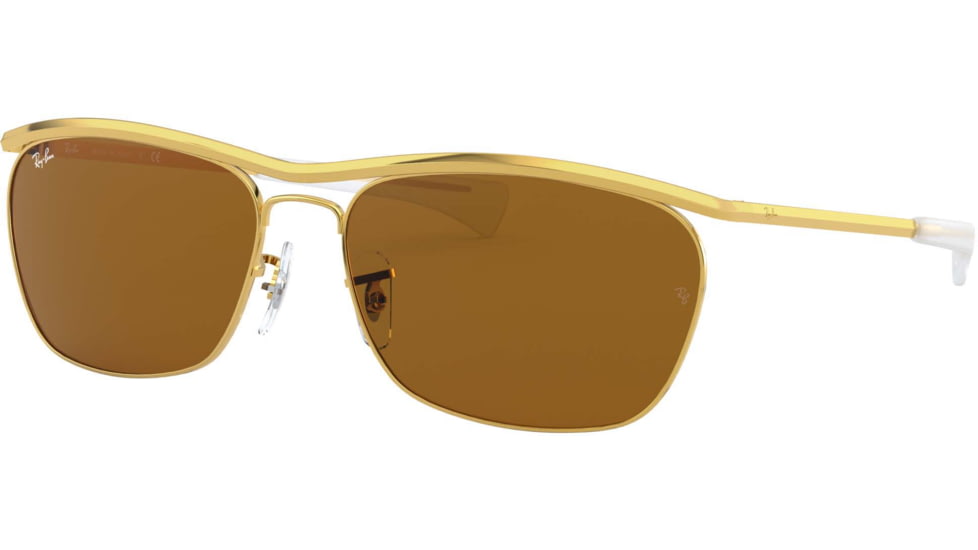 Ray-Ban Olympian II Deluxe RB3619 Sunglasses, Legend Gold, B-15 Brown, 60, RB3619-919657-60
