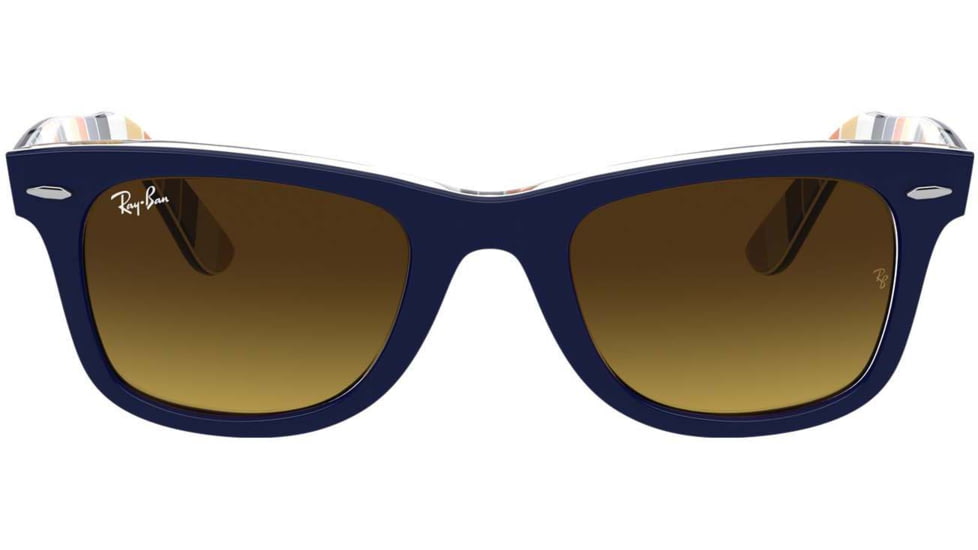Ray-Ban Original Wayfarer RB2140F Sunglasses, Blue On Stripes Orange/Blue, 54, RB2140F-132085-54
