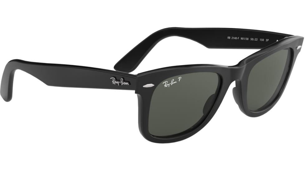 Ray-Ban Original Wayfarer RB2140F Sunglasses, Black Frame, G-15 Green Lens, 54, RB2140F-901-58-54