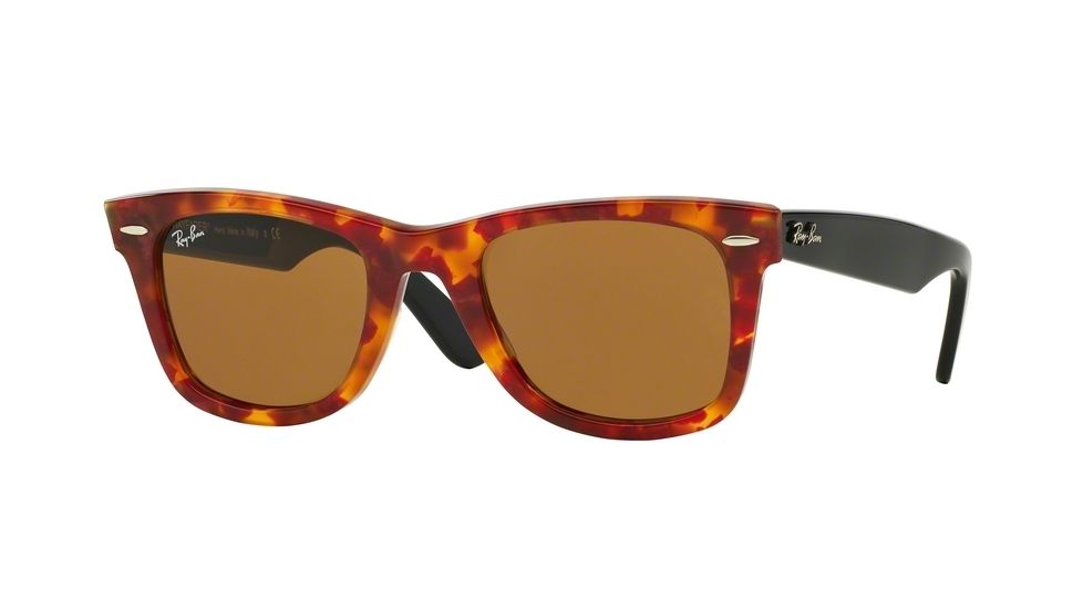 Ray-Ban Original Wayfarer Sunglasses RB2140 1161-50 - Spotted Red Havana Frame, Brown Lenses