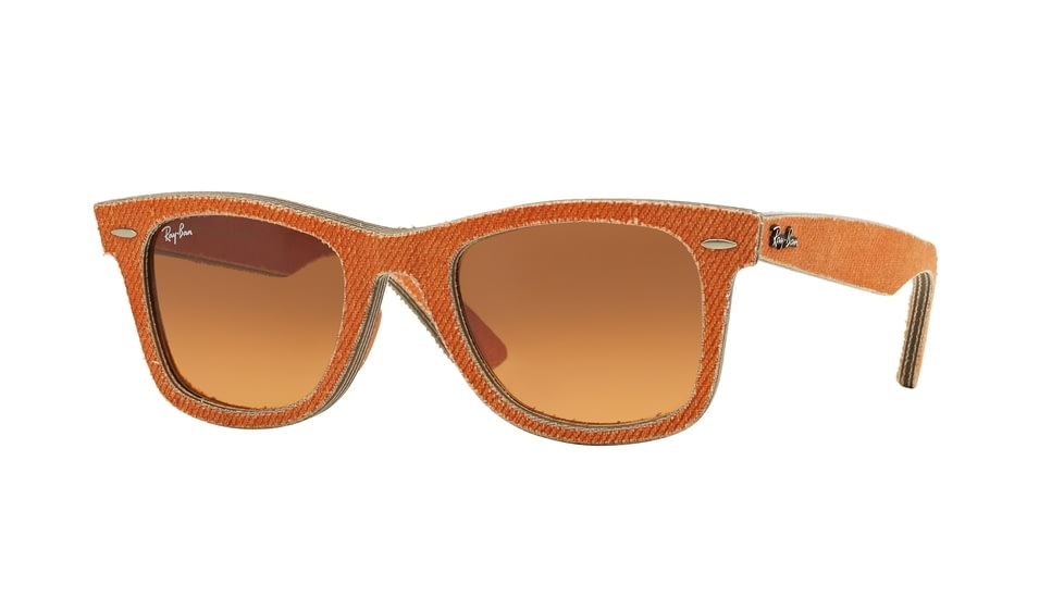 Ray-Ban Original Wayfarer Sunglasses RB2140, Jeans Orange Frame, Orange Gradient Brown Lenses, 11653C-50