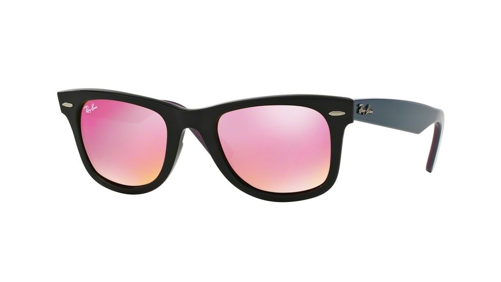 Ray-Ban Original Wayfarer Sunglasses RB2140 11744T-54 - Black Frame, Green Mirror Fuxia Lenses