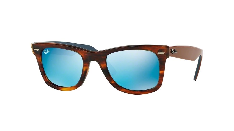 Ray-Ban Original Wayfarer Sunglasses RB2140 117617-54 - Striped Havana Frame, Grey Mirror Blue Lenses