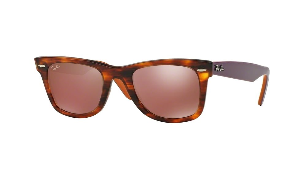 Ray-Ban Original Wayfarer Sunglasses RB2140 11772K-54 - Striped Havana Frame, Brown Mirror Dark Red Lenses
