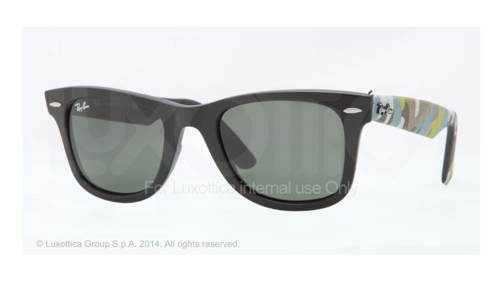 Ray-Ban Original Wayfarer Sunglasses RB2140 6065-50 - Matte Black Frame, Green Lenses