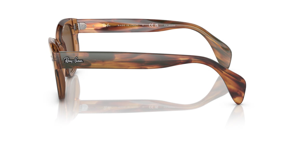 Ray-Ban RB0880S Sunglasses, Transparent Brown Frame, Brown Polarized Lens, 49, RB0880S-664057-49