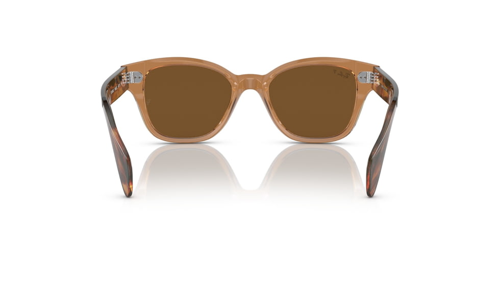 Ray-Ban RB0880S Sunglasses, Transparent Brown Frame, Brown Polarized Lens, 49, RB0880S-664057-49