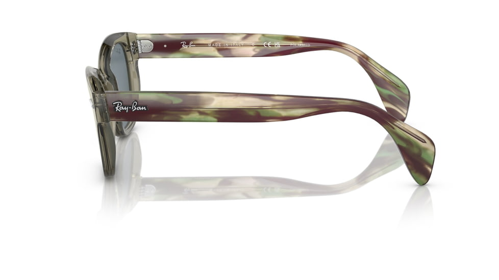 Ray-Ban RB0880S Sunglasses, Transparent Green Frame, Dark Blue Polarized Lens, 49, RB0880S-66353R-49