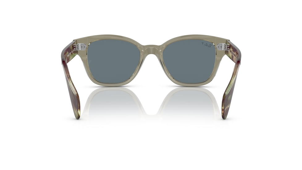 Ray-Ban RB0880S Sunglasses, Transparent Green Frame, Dark Blue Polarized Lens, 49, RB0880S-66353R-49