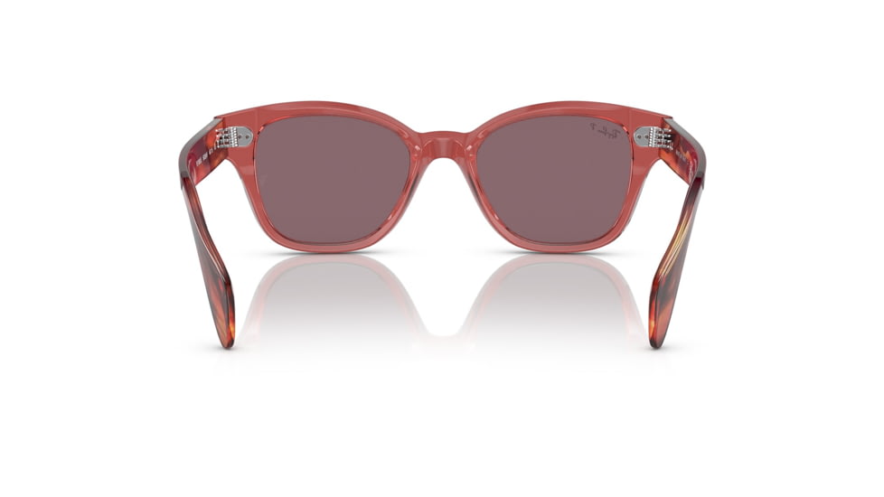 Ray-Ban RB0880S Sunglasses, Transparent Pink Frame, Dark Violet Polarized Lens, 49, RB0880S-6639AF-49