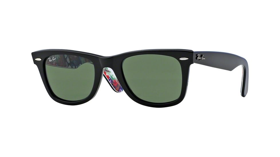 Ray-Ban RB2140F Sunglasses 1136-52 - Top Black On Texture Surf Frame, Green Lenses