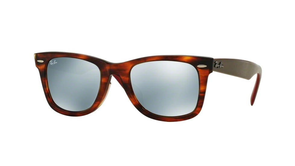 Ray-Ban RB2140F Sunglasses 117830-54 - Striped Havana Frame, Light Green Mirror Silver Lenses