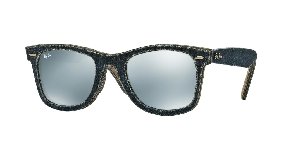 Ray-Ban RB2140F Sunglasses 119430-52 - Jeans Blue/jeans Green Brown Frame, Light Green Mirror Silver Lenses