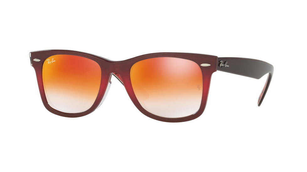 Ray-Ban RB2140F Sunglasses 12004W-52 - Top Grad Pink On Brown Frame, Mirror Gradient Red Lenses