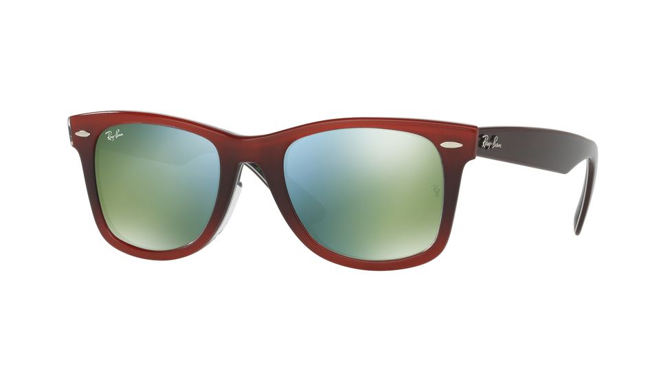 Ray-Ban RB2140F Sunglasses 12022X-52 - Top Grad Red On Light Red Frame, Mirror Green Lenses