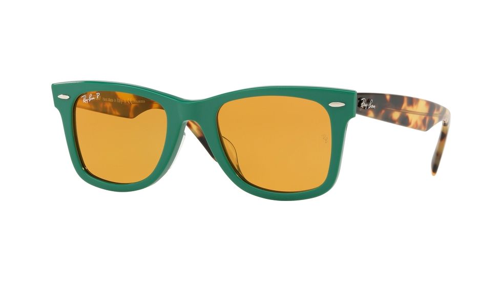 Ray-Ban RB2140F Sunglasses 1240N9-52 - Green Frame, Yellow Polar Lenses