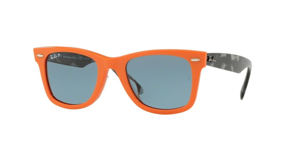 Ray-Ban RB2140F Sunglasses 124252-52 - Orange Frame, Blue Polar Lenses