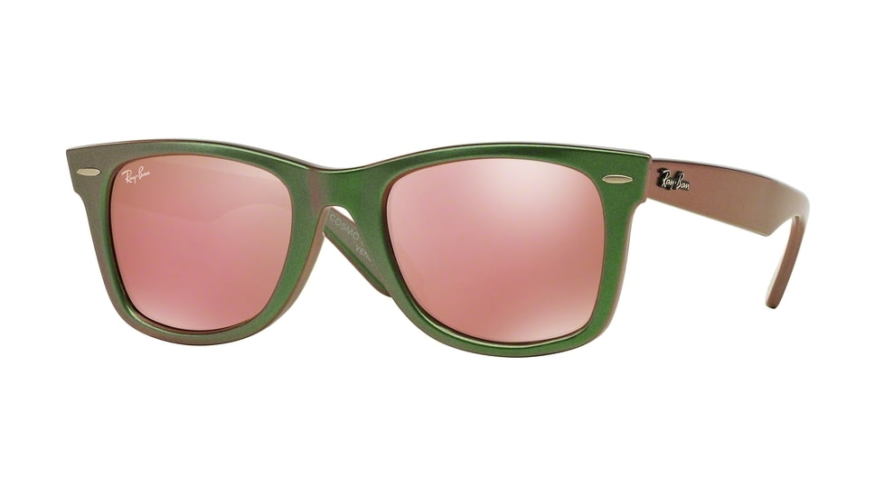 Ray-Ban RB2140F Sunglasses 6109Z2-52 - Metallic Green Frame, Light Brown Mirror Pink Lenses