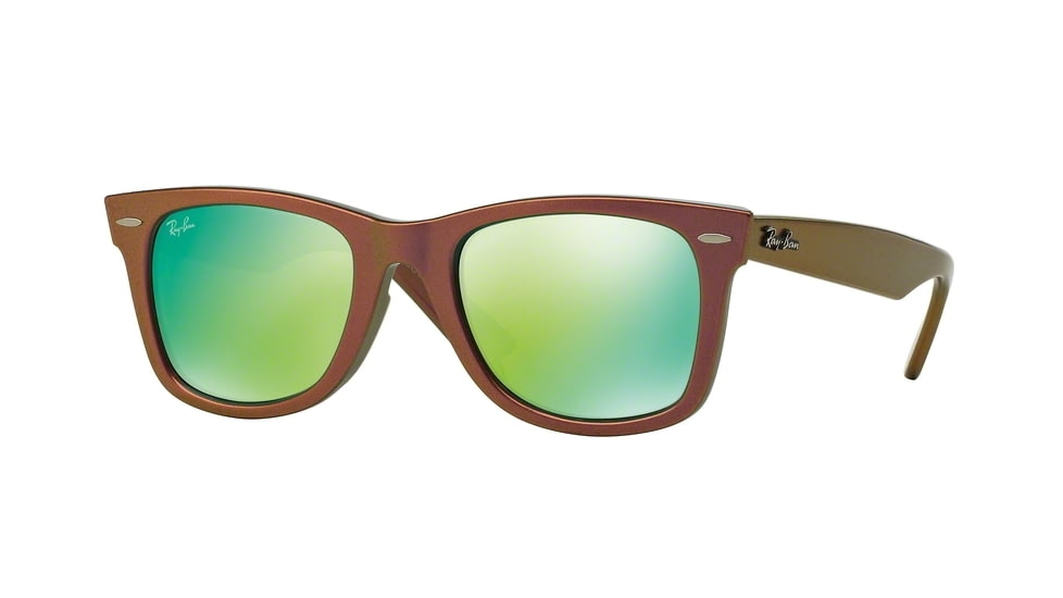Ray-Ban RB2140F Sunglasses 611019-52 - Metallic Pink Frame, Grey Mirror Green Lenses