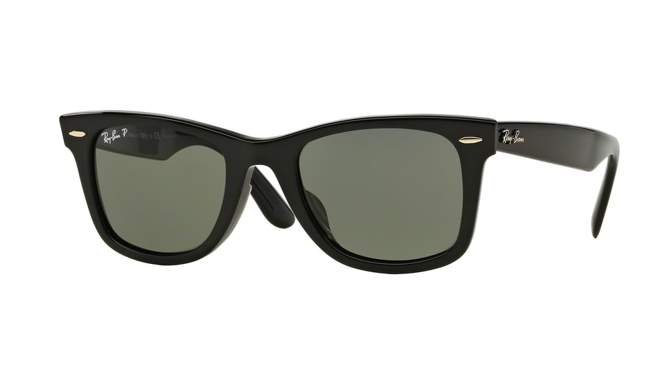 Ray-Ban RB2140F Sunglasses 901/58-52 - Black Frame, Crystal Green Polarized Lenses