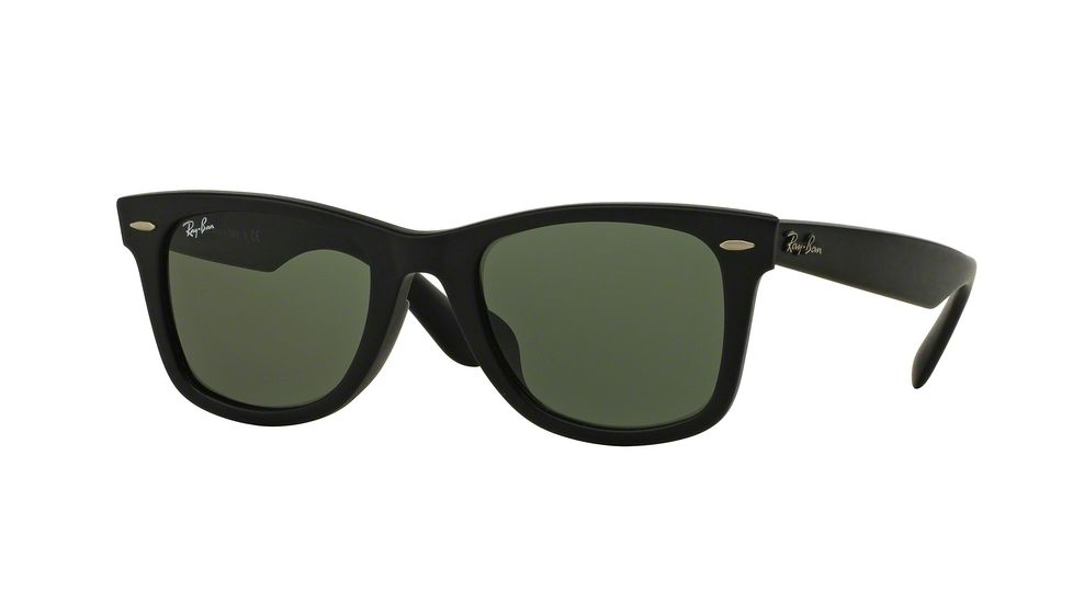 Ray-Ban RB2140F Sunglasses 901S-54 - Matte Black Frame, Crystal Green Lenses