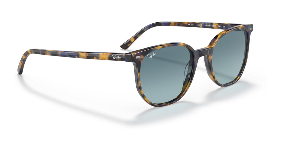 Ray-Ban RB2197 Elliot Sunglasses, Yellow/Blue Havana Frame, Blue Gradient Grey Lens, 50, RB2197-13563M-50