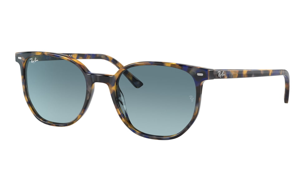 Ray-Ban RB2197 Elliot Sunglasses, Yellow/Blue Havana Frame, Blue Gradient Grey Lens, 50, RB2197-13563M-50