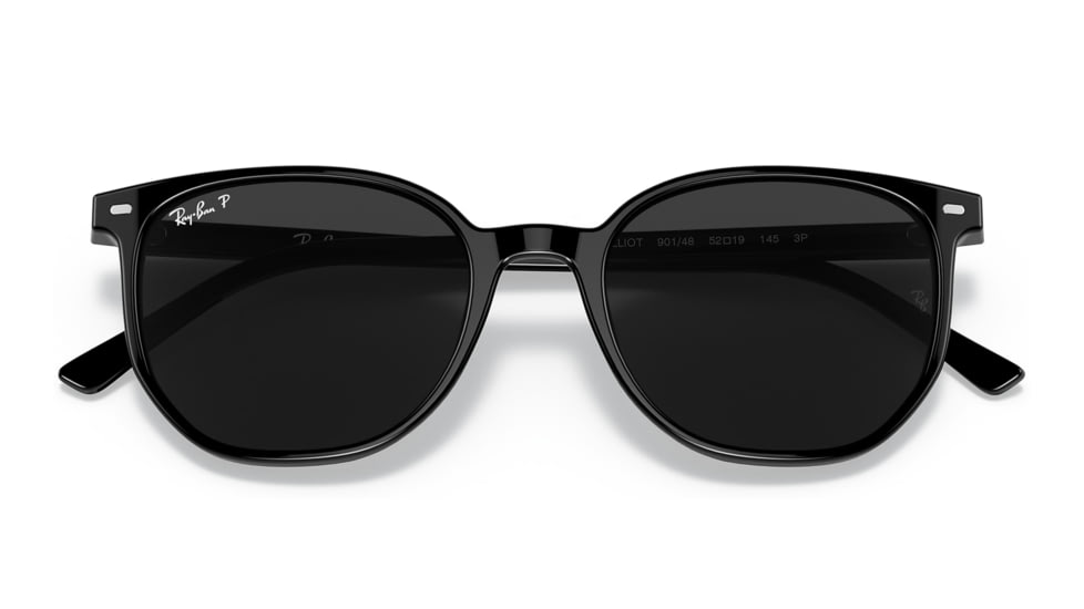 Ray-Ban RB2197F Elliot Sunglasses, Black Frame, Black Lens, Polarized, Asian Fit, 54, RB2197F-901-48-54