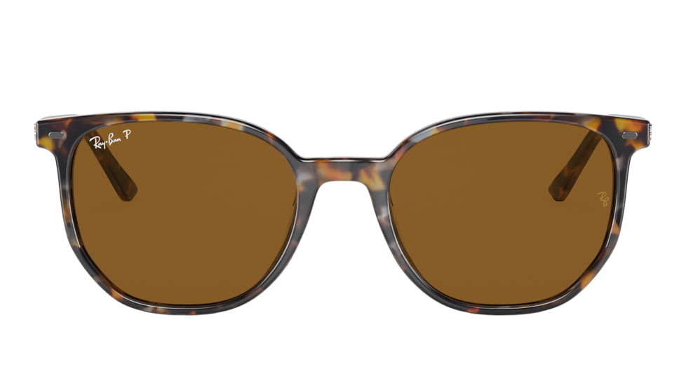Ray-Ban RB2197F Elliot Sunglasses, Brown/Grey Havana Frame, Brown Lens, Polarized, Asian Fit, 54, RB2197F-135757-54