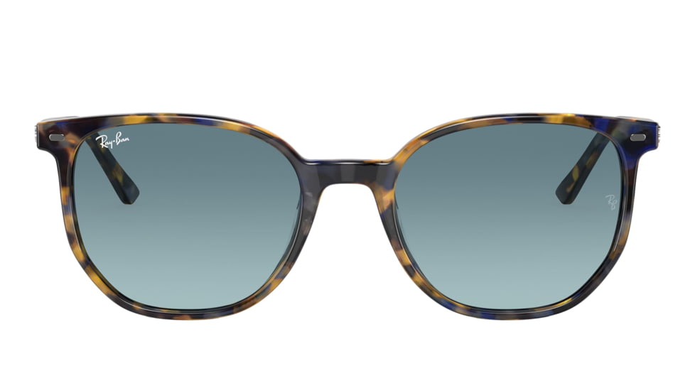 Ray-Ban RB2197F Elliot Sunglasses, Yellow/Blue Havana Frame, Blue Gradient Grey Lens, Asian Fit, 54, RB2197F-13563M-54
