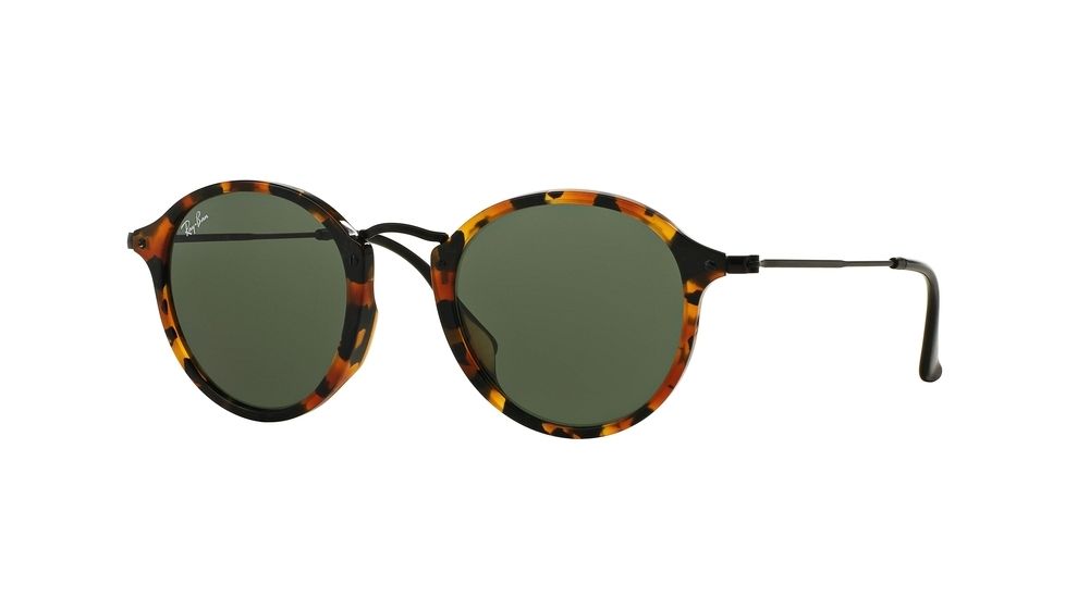 Ray-Ban RB2447F Sunglasses 1157-49 - Spotted Black Havana Frame, Green Lenses