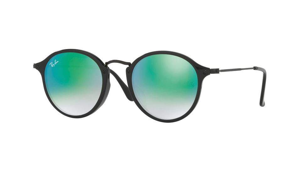 Ray-Ban RB2447F Sunglasses 901/4J-52 - Shiny Black Frame, Mirror Gradient Green Lenses