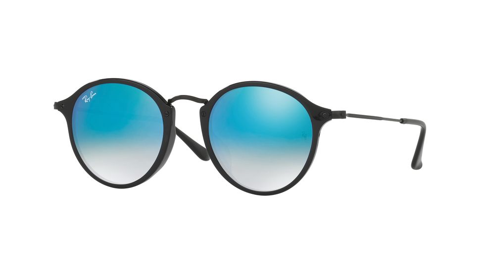 Ray-Ban RB2447F Sunglasses 901/4O-49 - Shiny Black Frame, Mirror Gradient Blue Lenses