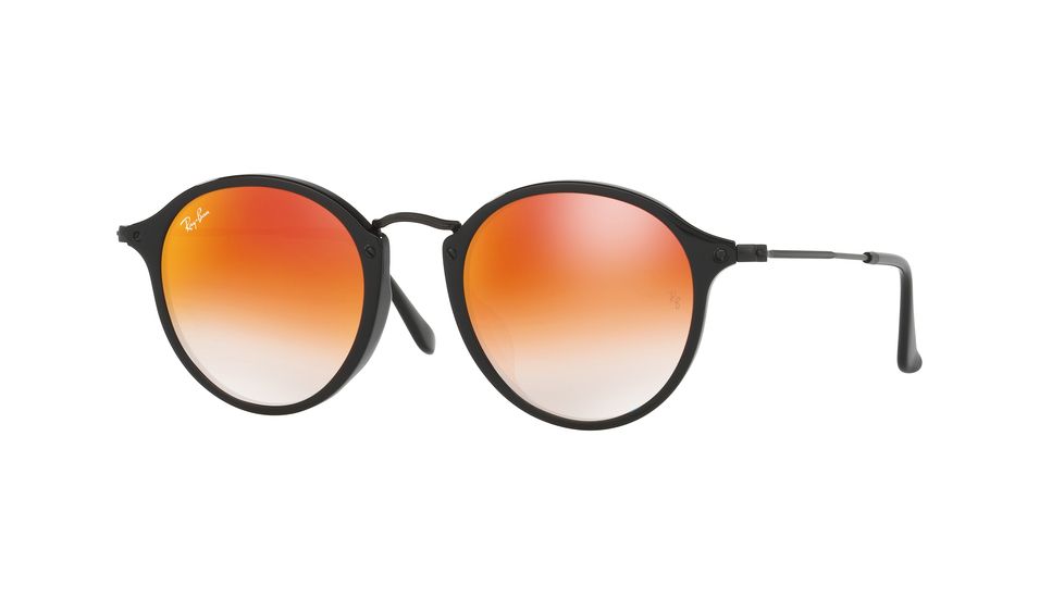 Ray-Ban RB2447F Sunglasses 901/4W-49 - Shiny Black Frame, Mirror Gradient Red Lenses