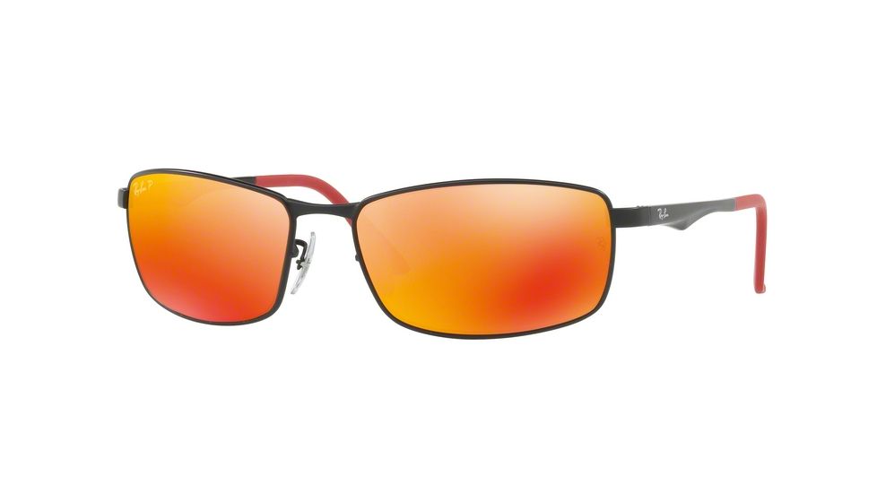 Ray-Ban RB3498 Sunglasses 006/6S-61 - Matte Black Frame, Dark Brown Mirror Orange Polar Lenses