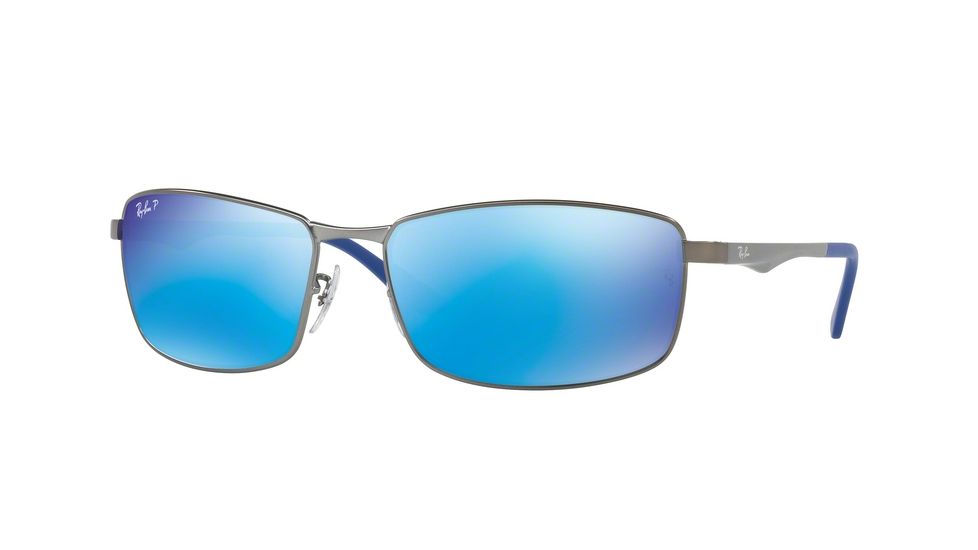 Ray-Ban RB3498 Sunglasses 029/9R-61 - Matte Gunmetal Frame, Green Mirror Blue Polar Lenses