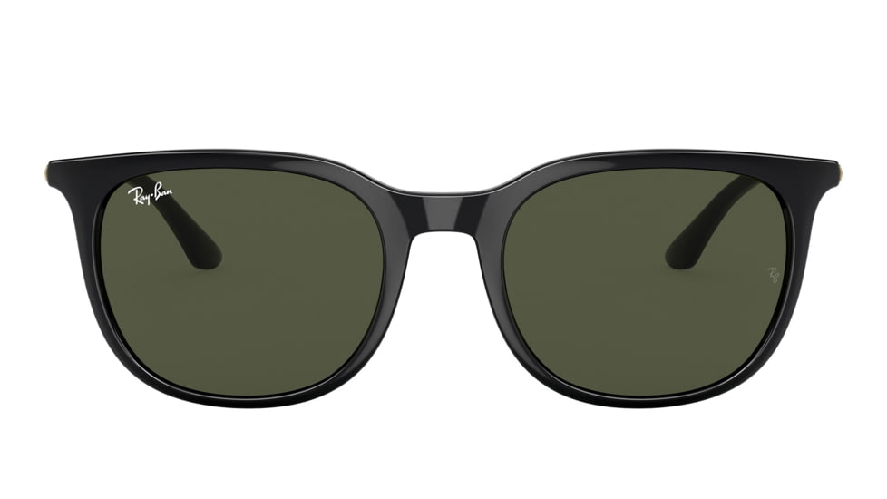 Ray-Ban RB4386F Sunglasses, Black Frame, Green Lens, Asian Fit, 55, RB4386F-601-31-55