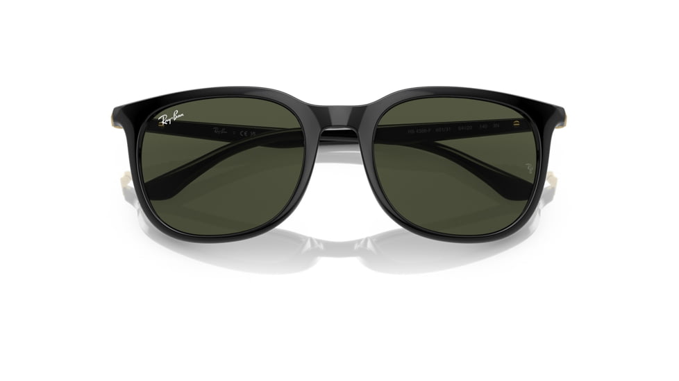 Ray-Ban RB4386F Sunglasses, Black Frame, Green Lens, Asian Fit, 55, RB4386F-601-31-55