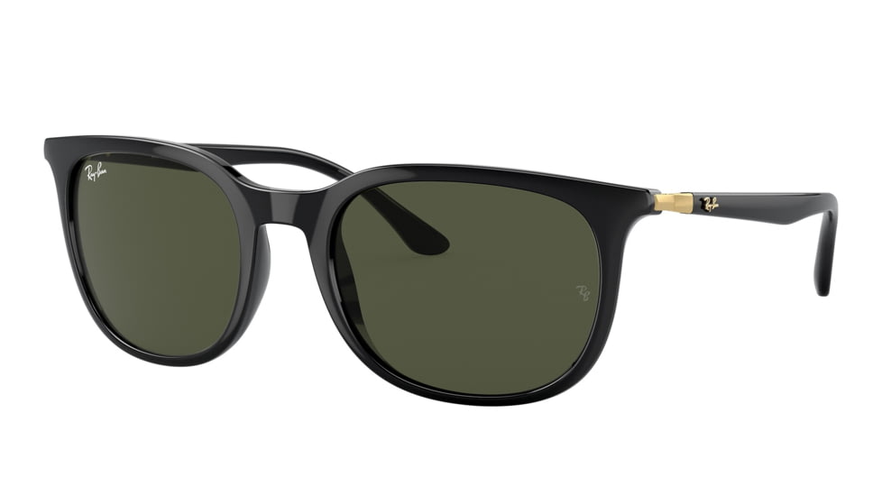 Ray-Ban RB4386F Sunglasses, Black Frame, Green Lens, Asian Fit, 55, RB4386F-601-31-55