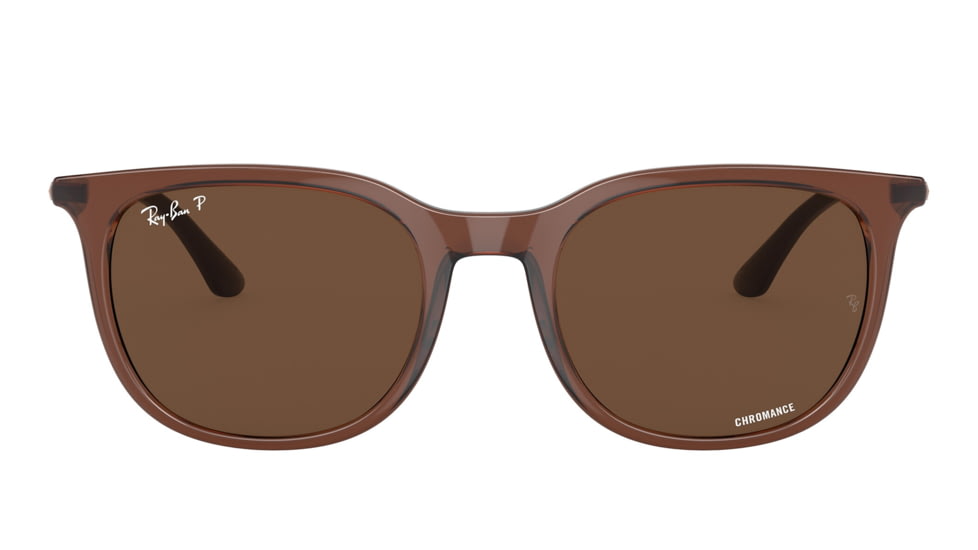 Ray-Ban RB4386F Sunglasses, Transparent Brown Frame, Polarized Brown Lens, Asian Fit, 55, RB4386F-6652AN-55